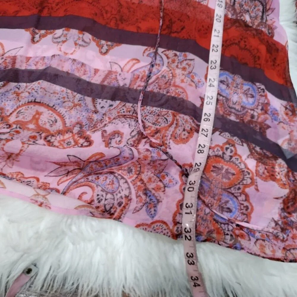 Charlie Jade Silk Womens Paisley Print Boho Tunic Dress M Pink & Red - Picture 7 of 9